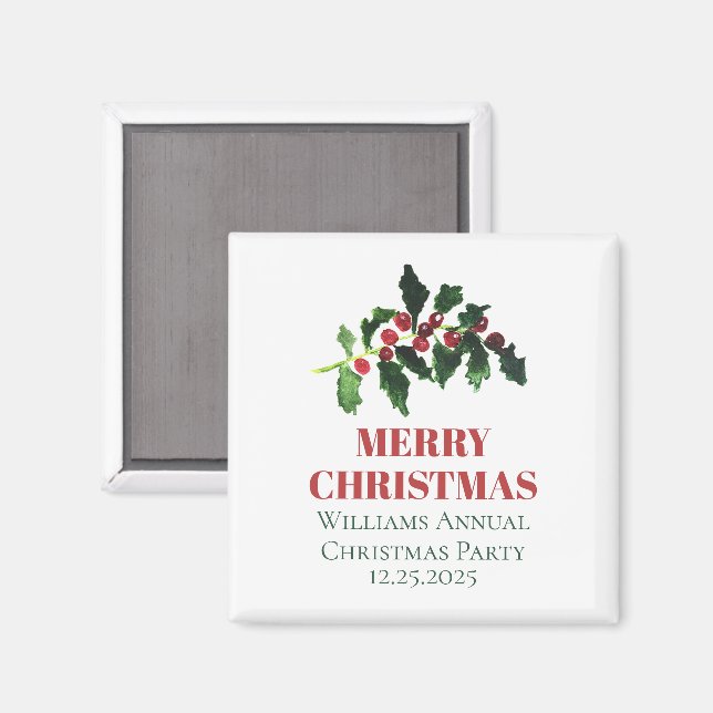 Elegante Weihnachtsbeeren Botanisch Einfach Magnet (Vorderseite/Rückseite)