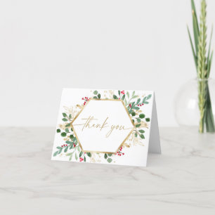 Elegante Weihnachtsbepflanzung Grün Rot Gold Dankeskarte