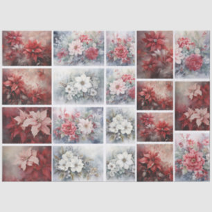 Elegante Weihnachtsblumen-Collage für Decoupage Seidenpapier