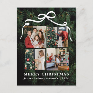 Elegante Weihnachtsblumen-Familienfotocollage Feiertagspostkarte