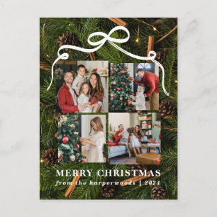 Elegante Weihnachtsblumen-Familienfotocollage Feiertagspostkarte