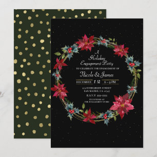Elegante Weihnachtsblumen Poinsettia-Feier Einladung