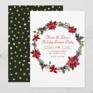 Elegante Weihnachtsblumen Poinsettie Feiertagsesse Einladung