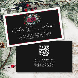 Elegante Weihnachtsblumen-Rose QR Code Hochzeit Begleitkarte