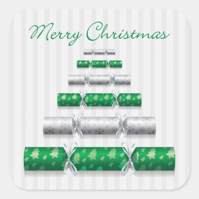 Elegante Weihnachtsbonbons Quadratischer Aufkleber (Vorderseite)