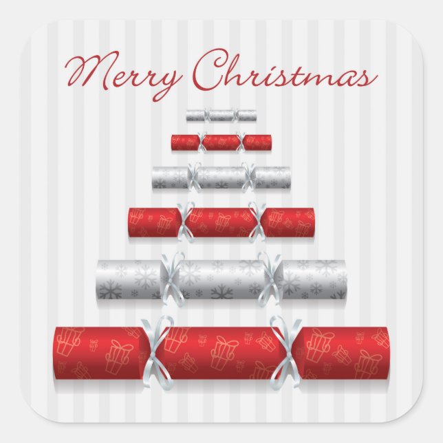 Elegante Weihnachtsbonbons Quadratischer Aufkleber (Vorderseite)