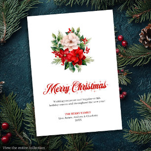 Elegante Weihnachtsbouquet-Schriftart-Gruß Feiertagskarte