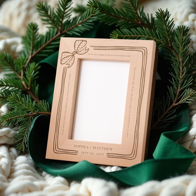 Elegante Weihnachtsbow Ribbon Wedding Vows Keepake Geätzte Rahmen (Elegant Christmas Bow Ribbon Wedding Vows Keepsake Etched Frames)