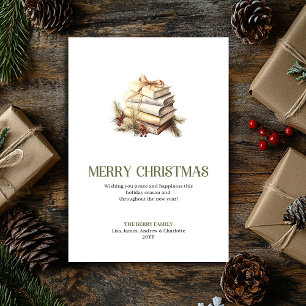 Elegante Weihnachtsbücher Grußkarte Neutral Feiertagskarte