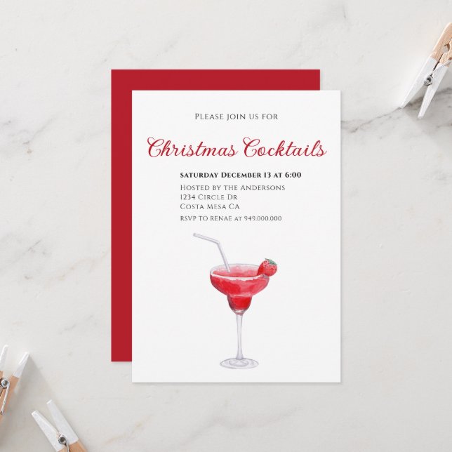 Elegante Weihnachtscocktail-Party Einladung (Vorderseite/Rückseite Beispiel)