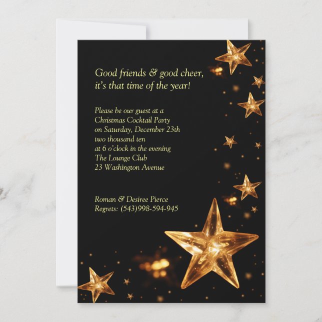 Elegante Weihnachtscocktail-Party Einladung (Vorderseite)