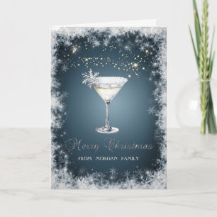 Elegante Weihnachtscocktail-Schneeflocken Feiertagskarte