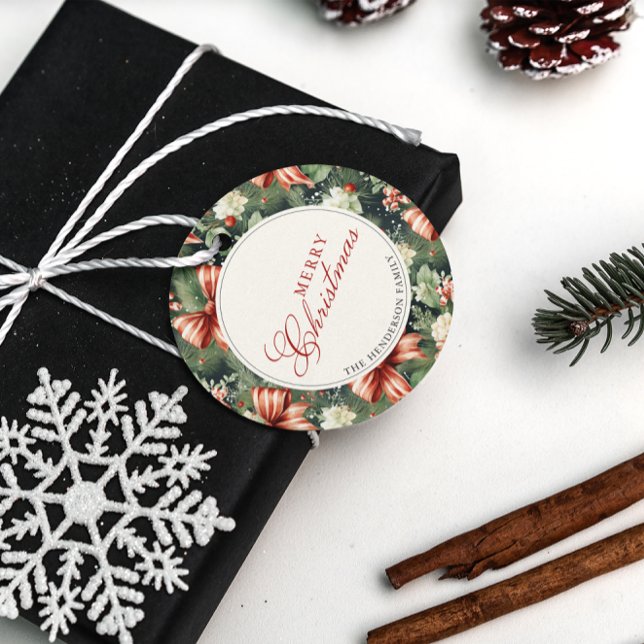 Elegante Weihnachtscreme Candy Canes Personalisier Geschenkanhänger (Von Creator hochgeladen)