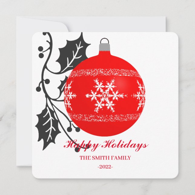 Elegante Weihnachtsdekoration Feiertagskarte (Vorderseite)