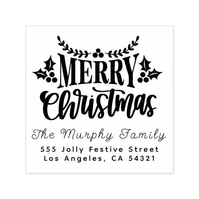 Elegante Weihnachtsfamilie Name Rücksendeadresse Permastempel (Design)