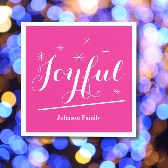 Elegante Weihnachtsfamilie Niedlich Rosa Serviette (Spice up the party with these Joyful hot ping paper napkins.)