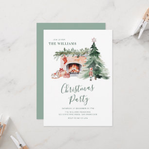 Elegante Weihnachtsfeier-Einladung mit Grünpflanze Einladung