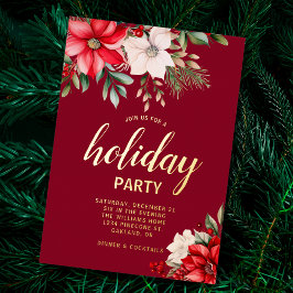 Elegante Weihnachtsfeier Poinsettia Holiday Party Folieneinladung