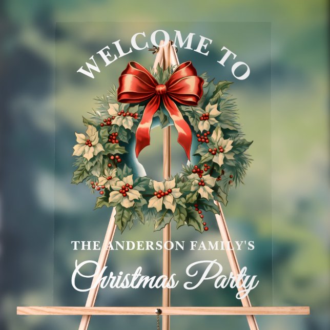 Elegante Weihnachtsfeier Willkommen Acrylschild (Neutral)