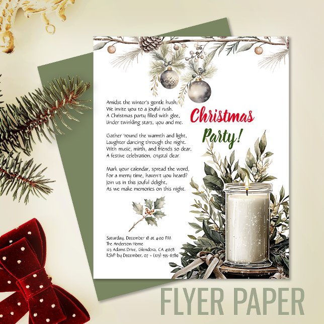 Elegante Weihnachtsfeiertage Candle Party Einladun Flyer (Exceptional value: budget-friendly Christmas invitation for memorable events and cost saving!)