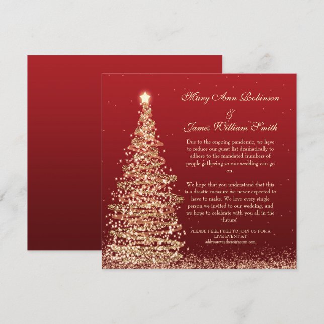 Elegante Weihnachtsfeiertage Rot Einladung (Vorne/Hinten)