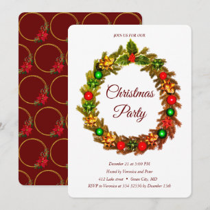 Elegante Weihnachtsfeiertage Rote Einladung