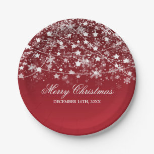 Elegante Weihnachtsfeiertags-Schnur beleuchtet Rot Pappteller