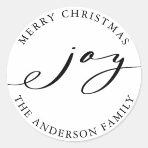 Elegante Weihnachtsfreude Schwarz & Weiß Urlaub Runder Aufkleber