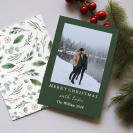 Elegante Weihnachtsgrüner-Karte für Paare und Fami Einladung