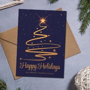 Elegante Weihnachtsgrüße der Firma in Navyblau und Feiertagskarte