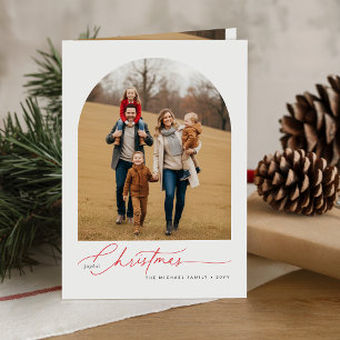 Elegante Weihnachtsgrüße Familienfoto gefaltet Karte