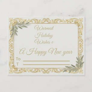 Elegante Weihnachtsgrüße in Gold und Salbei Postkarte