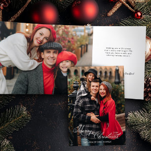 Elegante Weihnachtsgrüße Kalligrafie 1-Foto Dreifach Gefaltete Karte