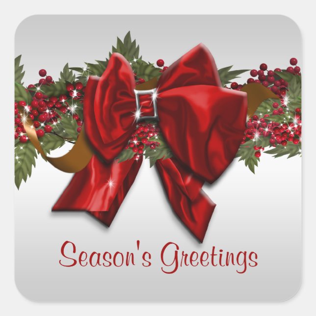 Elegante Weihnachtsgrüße PERSONALIZE Quadratischer Aufkleber (Vorderseite)