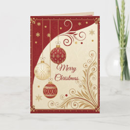 Elegante Weihnachtsgrußkarte in Rot und Gold Karte