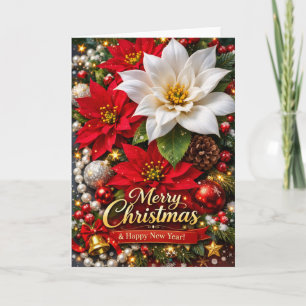 Elegante Weihnachtsgrußkarte mit Poinsettie Karte