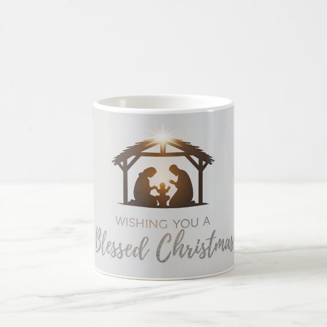Elegante Weihnachtskarte der Krippe Kaffeetasse (Mittel)