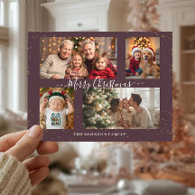 Elegante Weihnachtskarte für 4 Fotos