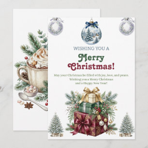 Elegante Weihnachtskarte im Wasserfarb-Design Feiertagskarte