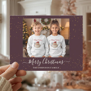 Elegante Weihnachtskarte mit einem einzelnen Foto Feiertagspostkarte