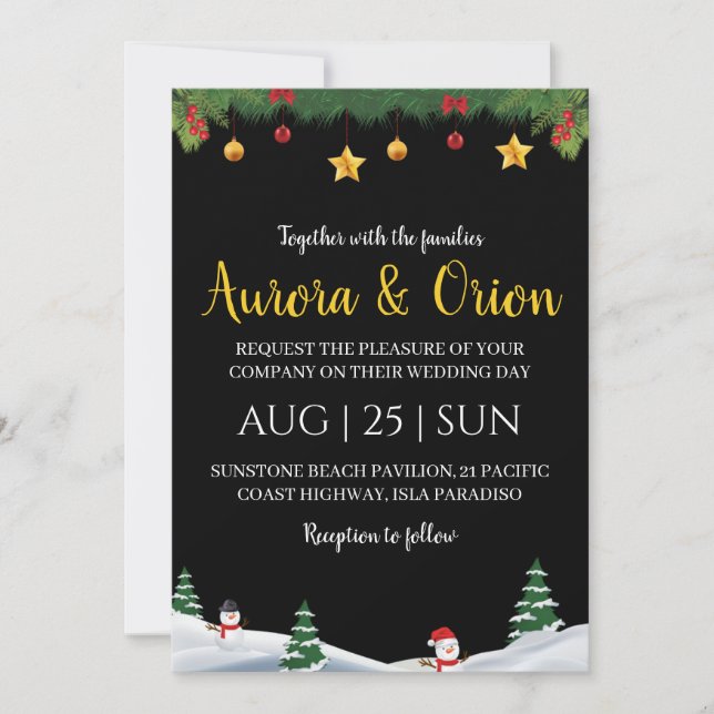 elegante Weihnachtskarten Einladung (Vorderseite)