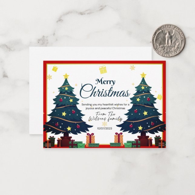 Elegante Weihnachtskarten modern Mitteilungskarte (Vorderseite/Rückseite Beispiel)