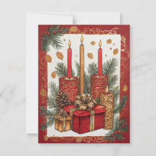 Elegante Weihnachtskerze und Geschenkkarte Feiertagskarte