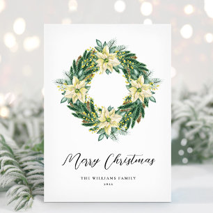 Elegante Weihnachtskranz Non-Foto-Urlaubskarte Feiertagskarte