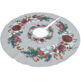 Elegante Weihnachtskranz-Rote Rose Polyester Weihnachtsbaumdecke