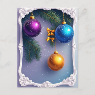 ❄️ Elegante Weihnachtskugel-Anordnung 🎄 Kiefer Postkarte