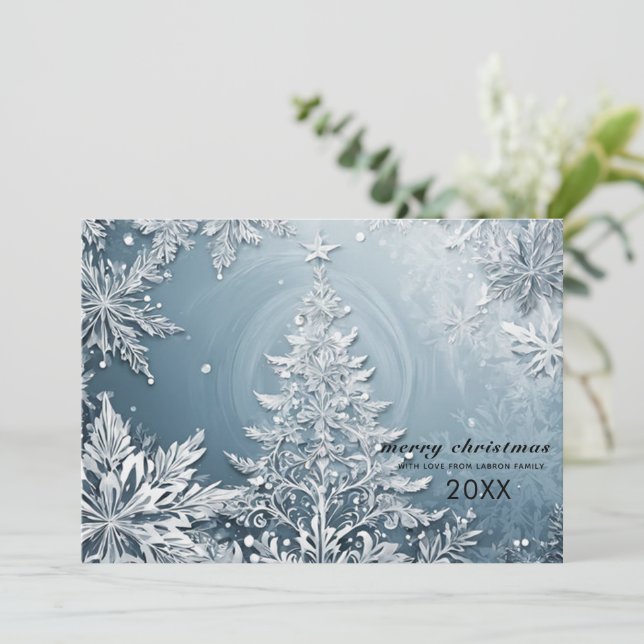 Elegante Weihnachtslandschaft, Weihnachtsgrüße Feiertagskarte (Stehend Vorderseite)