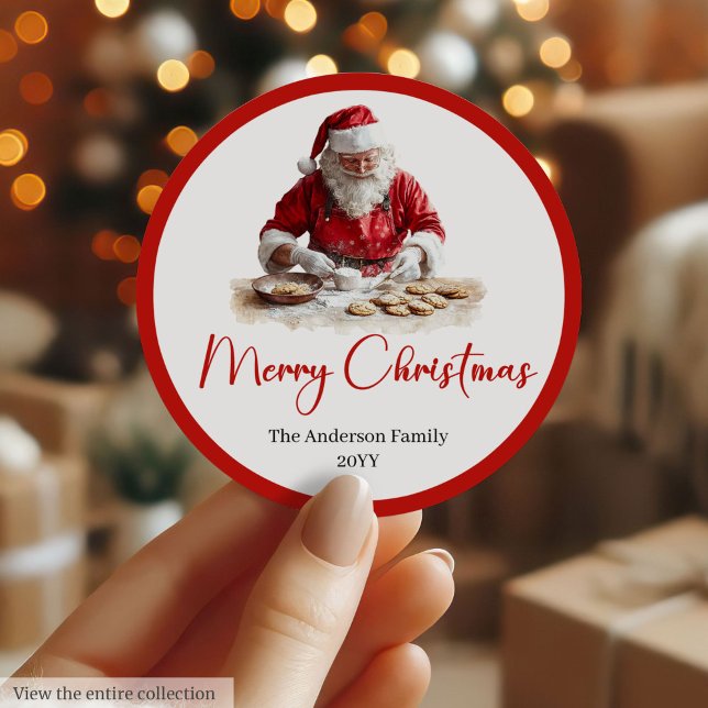 Elegante Weihnachtsmann-Geschenk-Etiketten-Sticker Runder Aufkleber (Elegant Santa Claus Gift Label Sticker Template)