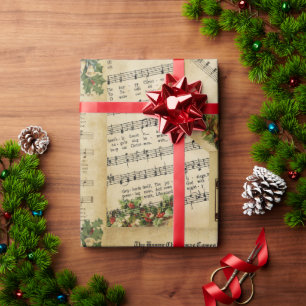 Elegante Weihnachtsmusikblätter Geschenkpapier