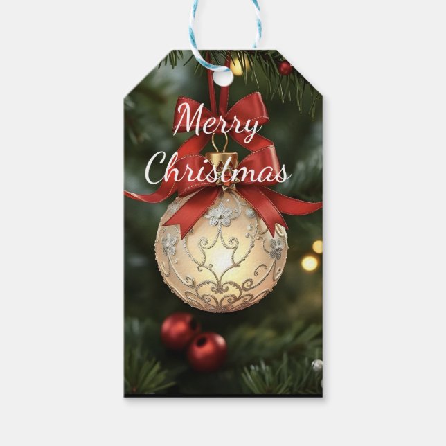 Elegante Weihnachtsornament-Kollektion mit roter S Geschenkanhänger (Vorderseite)